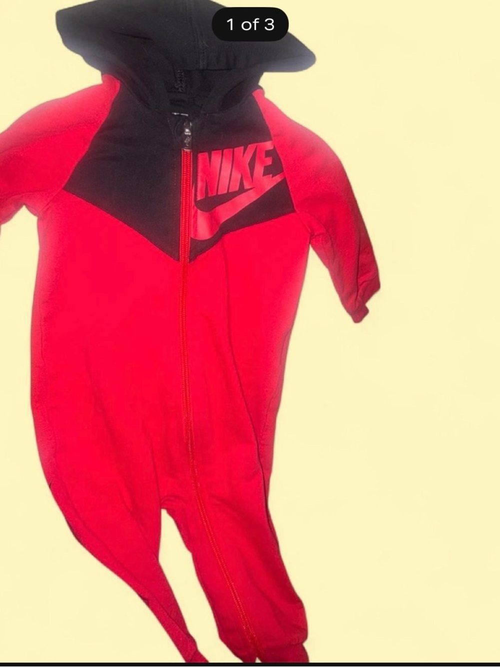 Nike Red & Black baby One-Piece Hooded Jumpsuit